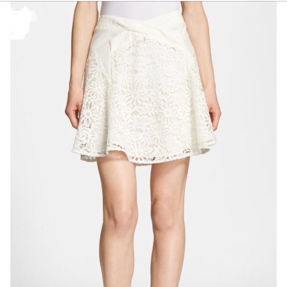 The Kooples Leather & Lace Skirt